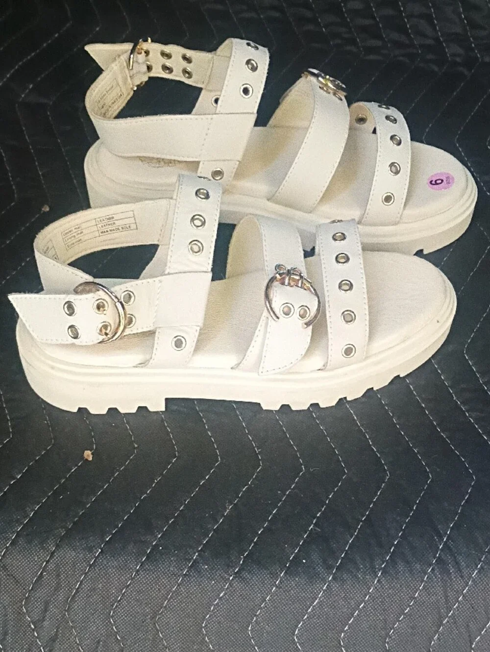 Vince Camuto White Stud-Accent Kids Buckle Sandals